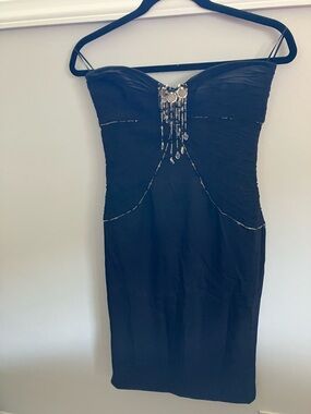Escada Women’s Size 34 Strapless Dress Silk Beaded Knee Length Cocktail Formal